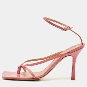 مملوكة مسبقًا Bottega Veneta Stretch Size 40.5 Pink Leather Ankle Strap Sandals