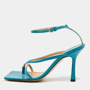 مملوكة مسبقًا Bottega Veneta Stretch Size 36 Blue Leather Ankle Strap Sandals