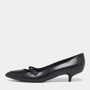 مملوكة مسبقًا Bottega Veneta kitten Heel Size 38 Black Leather Mary Jane Pumps