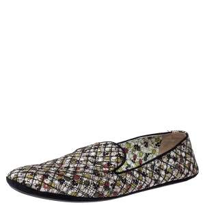 Pre Owned Bottega Veneta Floral Print Fabric Smoking Slippers Size 39