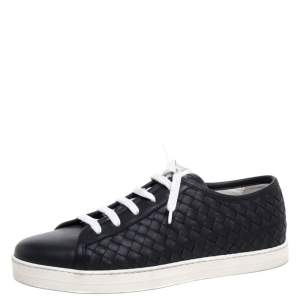 Pre Owned Bottega Veneta Black Intrecciato Leather Running Low Top Sneakers Size 39