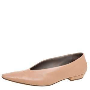 Pre Owned Bottega Veneta Beige Leather Ballet Flats Size 40