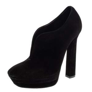 Pre Owned Bottega Veneta Black Suede Platform Ankle Booties Size 38