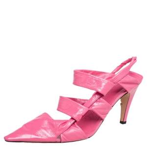 Pre Owned Bottega Veneta Pink Leather Slingback Sandals Size 39