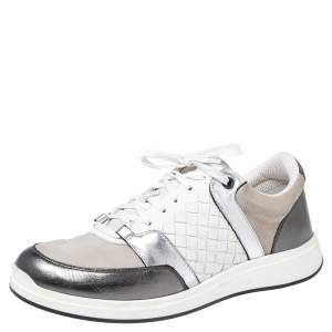 Pre Owned Bottega Veneta Multicolor  Suede And Intrecciato Leather Lace Up Low Top Sneakers Size 38