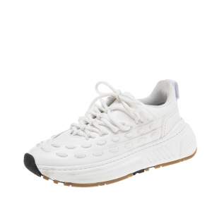 Pre Owned Bottega Veneta White Leather Speedster Sneakers Size 39