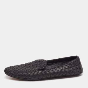 Bottega Veneta Black Intrecciato Leather Smoking Slippers  Size 37