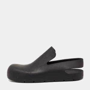 Pre Owned Bottega Veneta Black Rubber Paddle Sandals Size 37