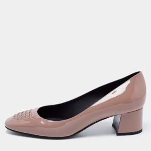 Pre Owned Bottega Veneta Blush Beige Patent Leather Intrecciato Pumps Size 38