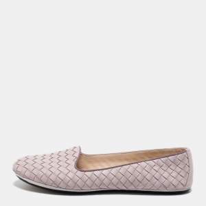 Bottega Veneta Light Purple Intrecciato Leather Smoking Slippers Size 39 