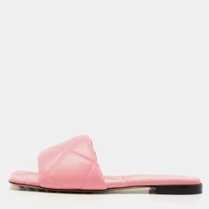 Bottega Veneta Pink Leather Lido Slides Size 37.5