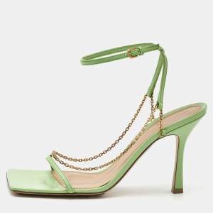 Bottega Veneta Green Leather Chain Strap Sandals Size 40