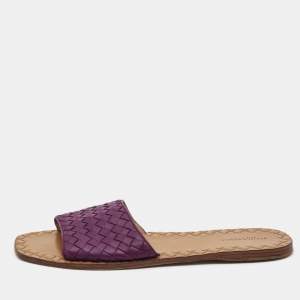 Bottega Veneta Purple Leather Flat Slide Size 41