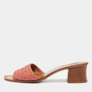 Bottega Veneta Pink Leather Slides Size 39.5   