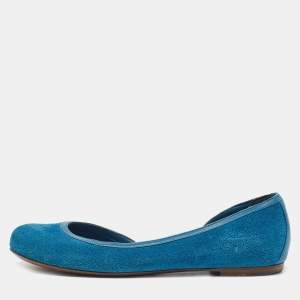 Bottega Veneta Blue Suede and Leather Ballet Flats Size 36.5
