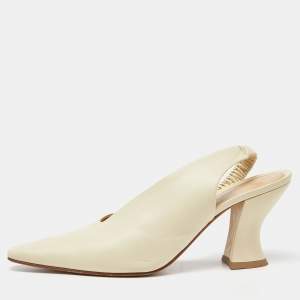 Pre Owned Bottega Veneta Beige Leather Slingback D'orsay Pumps Size 38