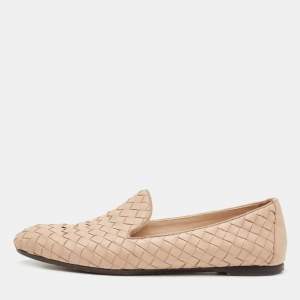 Bottega Veneta Light Pink Intrecciato Leather Smoking Slippers Size 36.5