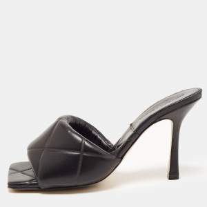 Bottega Veneta Black Leather Lido Slide Sandals Size 38.5