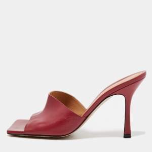Bottega Veneta Red Leather Stretch Mules Size 39.5