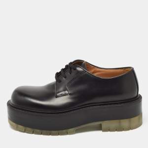 Bottega Veneta Black Leather Lace Up Platform Derby Size 37