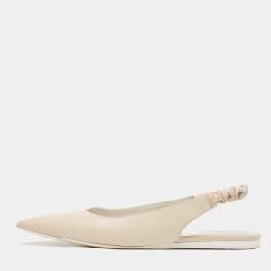 Bottega Veneta Cream Leather Pointed Toe Slingback Flats Size 41 