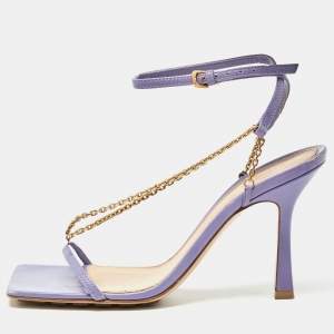 Pre Owned Bottega Veneta Purple Leather Chain Stretch Sandals Size 37
