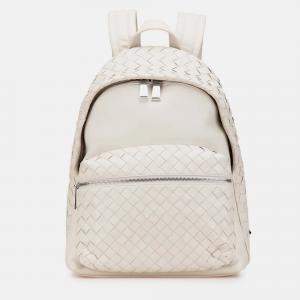 Bottega Veneta White Nappa Intrecciato Backpack