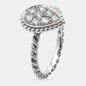 Boucheron Serpent Boheme Diamonds 18k White Gold S Motif Ring Size 51