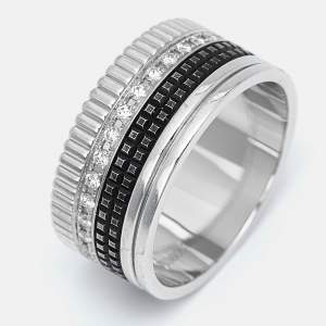 Boucheron Quatre Classique Diamond PVD 18k White Gold Ring Size 67