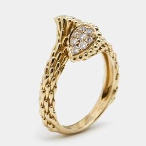 Boucheron Serpent Boheme Toi et Moi XS Motif Diamond 18k Yellow Gold Ring Size 53
