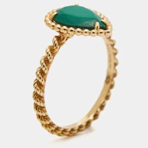 Boucheron Serpent Boheme Malachite 18k Yellow Gold S Motif Ring Size 51