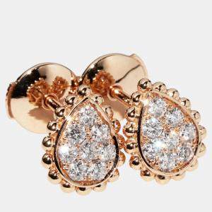 Boucheron 18K Rose Gold and Diamond Serpent Boheme Stud Earrings
