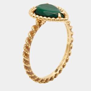 Boucheron Serpent Boheme Malachite 18k Yellow Gold S Motif Ring Size 53