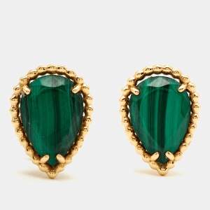 Boucheron Serpent Boheme Malachite 18k Yellow Gold S Motif Earrings