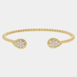 Boucheron 18K Yellow Gold and Diamond Serpent Boheme Twin Motif Bangle Bracelet