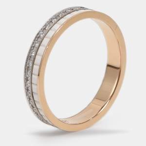 Boucheron Quatre White Edition Diamond Ceramic 18k White/Yellow Gold Wedding Band 56
