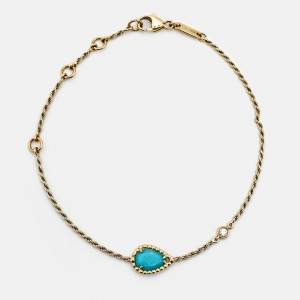 Pre Owned Boucheron Serpent Boheme Turquoise Diamond 18K Yellow Gold Bracelet