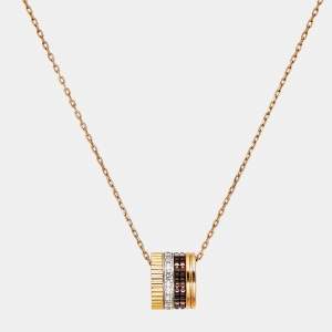 Pre Owned Boucheron Quatre Classique PVD Diamonds 18k Three Tone Gold Large Model Necklace