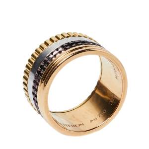 Boucheron Quatre Classique 18K Three Tone Gold Large Ring Size 54
