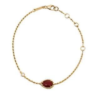 Boucheron Serpent Boheme Diamond Carnelian 18K Yellow Gold Bracelet XS
