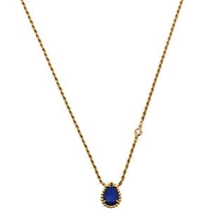 Boucheron Serpent Bohème Lapis Lazuli Diamond 18K Yellow Gold Pendant Necklace XS