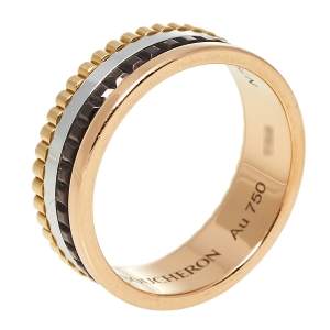 Boucheron Quatre Classique 18K Three Tone Gold PVD Small Band Ring 54