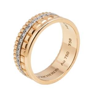 Boucheron Quadrate Radiant Diamond 18k Two Tone Gold Small Band Ring Size 58