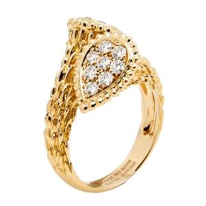 Boucheron Serpent Boheme Toi et Moi S Motif Diamond 18k Yellow Gold Ring Size 52