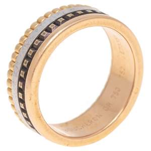 Boucheron Quatre Classique Brown PVD 18k Three Tone Gold Small Band Ring Size 52