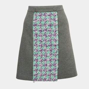 Boutique Moschino Grey Modal and Cotton Tweed Detail Mini Skirt L
