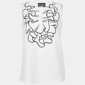 Boutique Moschino White Printed Crepe Sleeveless Top S