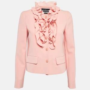 Pre Owned Boutique Moschino Pink Crepe Ruffle Detail Jacket S
