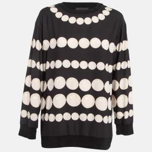 Boutique Moschino Black/White Dots Print Stretch Crepe Sweatshirt M