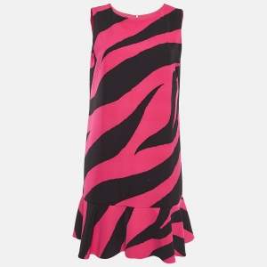 Pre Owned Boutique Moschino Black/Pink Zebra Print Jersey Sleeveless Dress M